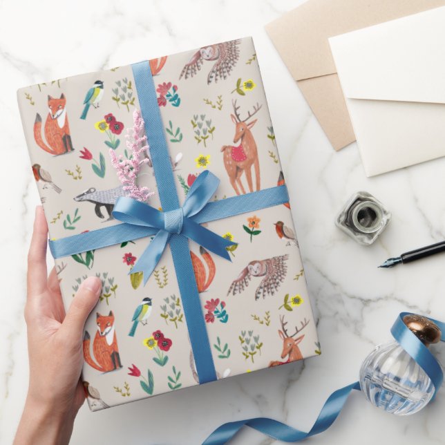 Söt skogsdjur Neutral Baby Shower Presentpapper (Gifting)