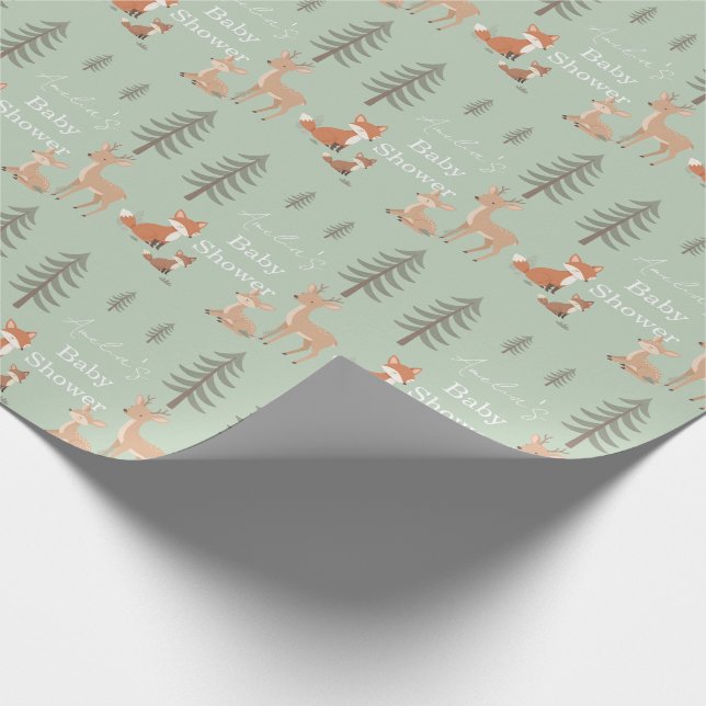 Söt Skogsdjurs Baby Shower Presentpapper (Hörn)