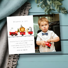 Söt skogsdjurs tåg fotot till födelsedag i alla ål tack kort