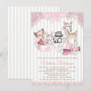Söt Skogsdjurs Tjej Baby Shower Inbjudningar