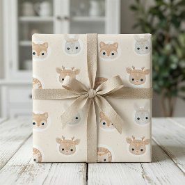 Söt skogsdyr Baby Shower-inslagspapper Presentpapper