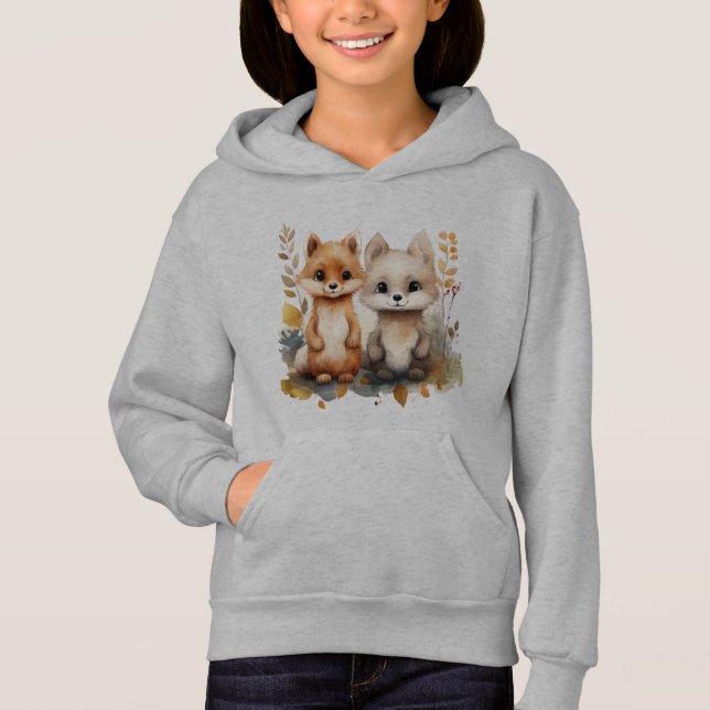Söt skogsdyr ungdoms hoodie  t shirt (Framsida)