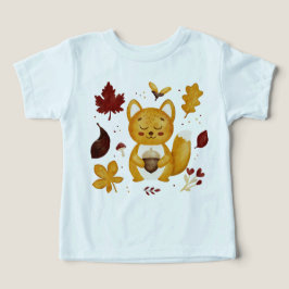 Söt skogsekorre med ekollon i akvarell t shirt