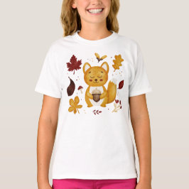 Söt skogsekorre med ekollon vattenfärg för barn t shirt