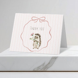 Söt skogsiigel i akvarell för flicka - baby shower tack kort