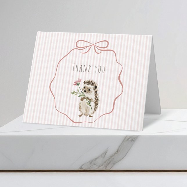 Söt skogsiigel i akvarell för flicka - baby shower tack kort (Skapare uppladdad)