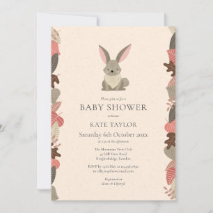 Söt skogsrabbit baby shower-strössel inbjudningar