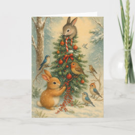 Söt skogsrabbit jul festlig vinter mysig kort