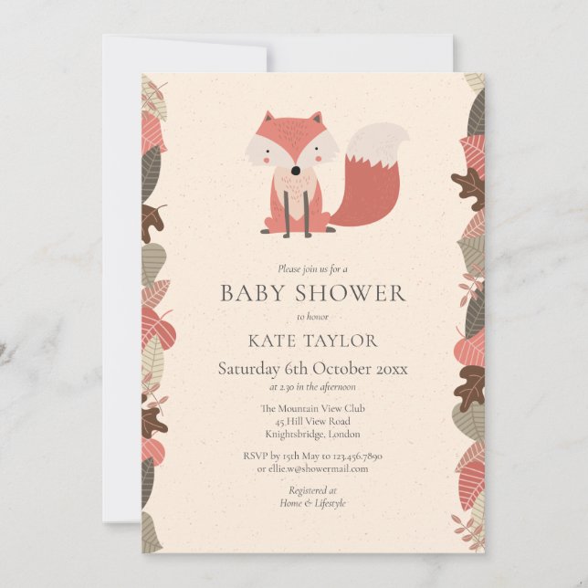 Söt Skogsräv Baby Shower Sprinkle Par Inbjudningar (Framsida)