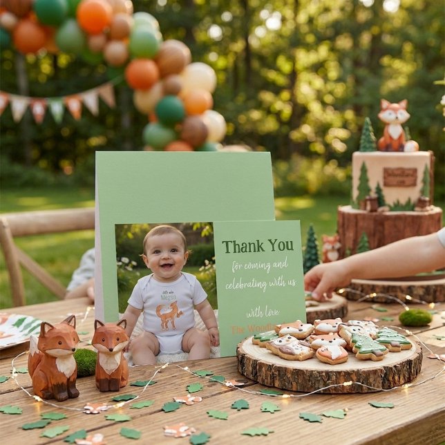 Söt skogsräv födelsedagsfoto tack-kort tack kort (Skapare uppladdad)