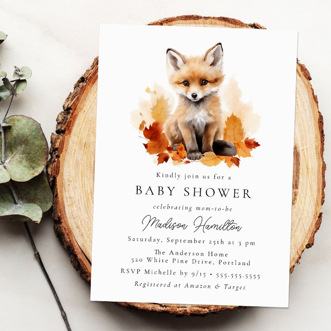 Söt Skogsräv Höst Baby Shower Inbjudningar (Skapare uppladdad)