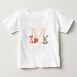 Söt skogsräv kanin baby monogram t shirt