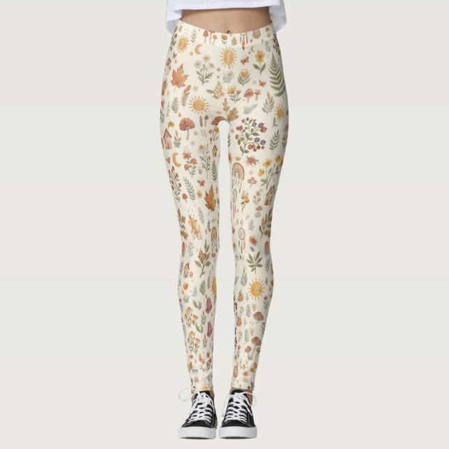 Söt Skogsräv Sol & Regnbåge Kvinnors Lediga Leggings (Framsida)
