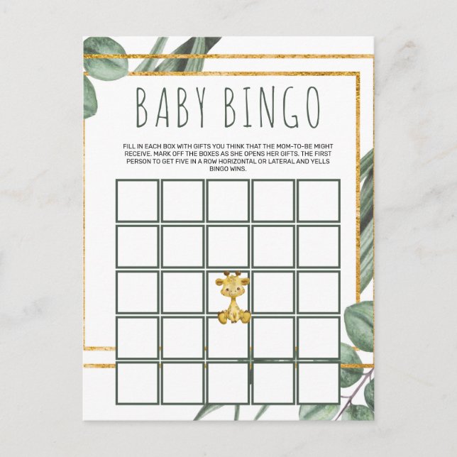 Söt skogsteddybjörn Baby Shower Bingo Kort (Framsida)
