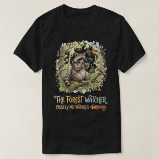 Söt skogstvättbjörn fågelskådningsillustration t shirt
