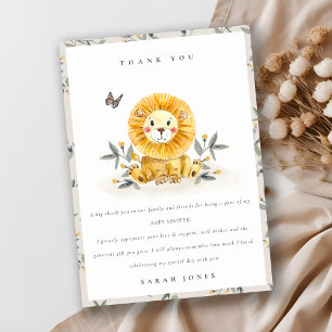 Söt skogsvattenfärg lejon blad baby shower tack kort
