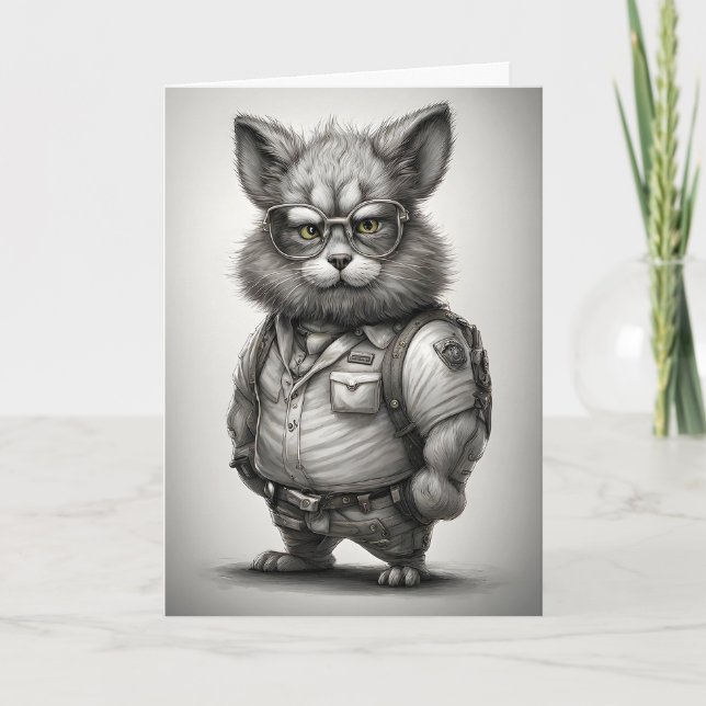 Söt skogvaktare kanin glasögon kort (Framsida)