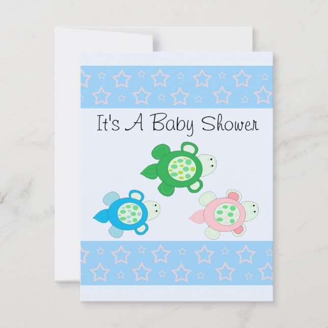 Söt Sköldpadda Baby Shower Inbjudningar (Framsida)