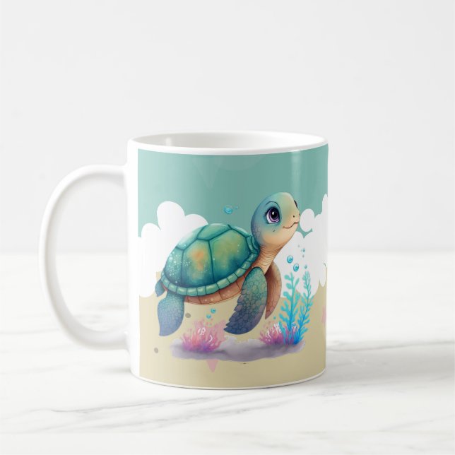 Söt Sköldpadda Barn Namn Kaffemugg (Vänster)