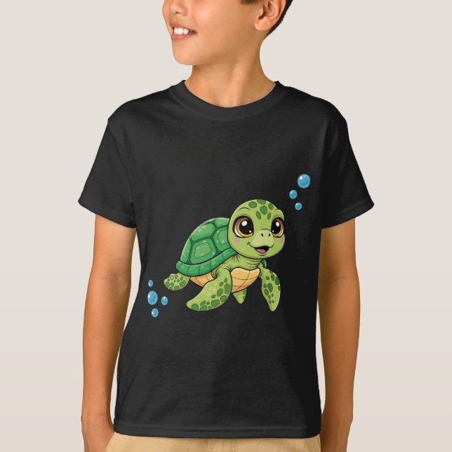 Söt Sköldpadda Barn T-Shirt  (Framsida)