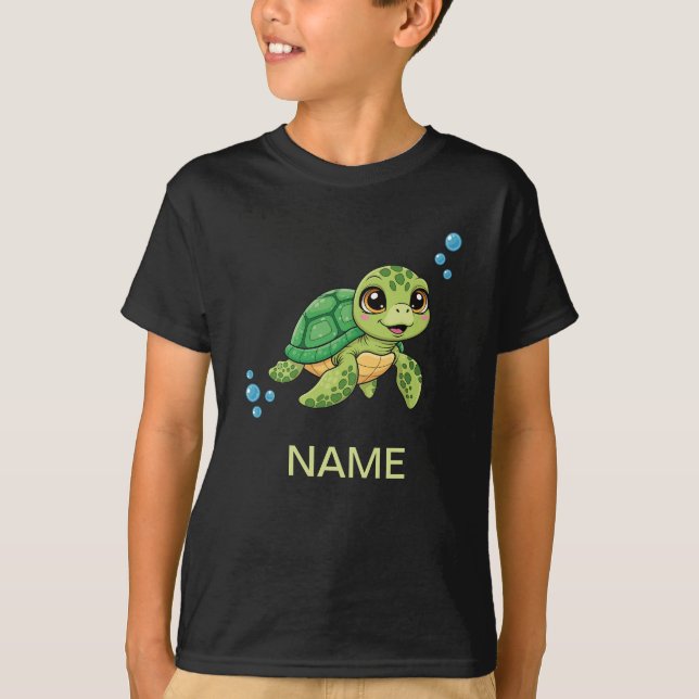 Söt Sköldpadda Barn T-Shirt  (Framsida)