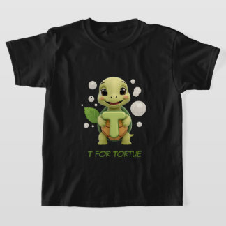 Söt Sköldpadda Barn T-Shirt | T är för Sköldpadda 