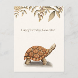 Söt sköldpadda Brun Personlig Födelsedag Vykort