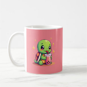 Söt sköldpadda dricker boba. Roliga Boba Sköldpadd Kaffemugg