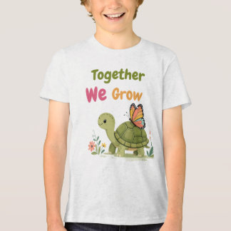 Söt Sköldpadda och Fjäril Tillsammans Växer Vi T-S T Shirt