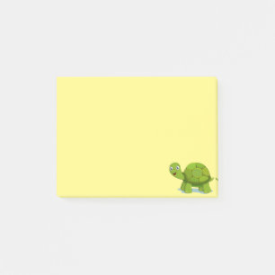 Söt sköldpadda på gul post-it block