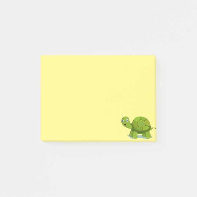 Söt sköldpadda på gul post-it block (Framsida)