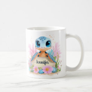 Söt Sköldpadda Personlig Anpassad Namn Djur Kaffemugg