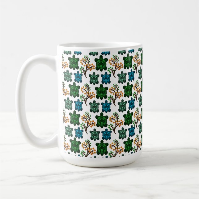 Söt Sköldpadda Sömlöst Mönster | Ocean Djurlupprep Kaffemugg (Vänster)