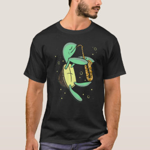 Söt Sköldpadda Spelar Saxofon T Shirt