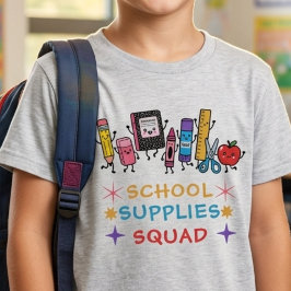 Söt skolmaterialskvad tillbaka till skolan elev t shirt