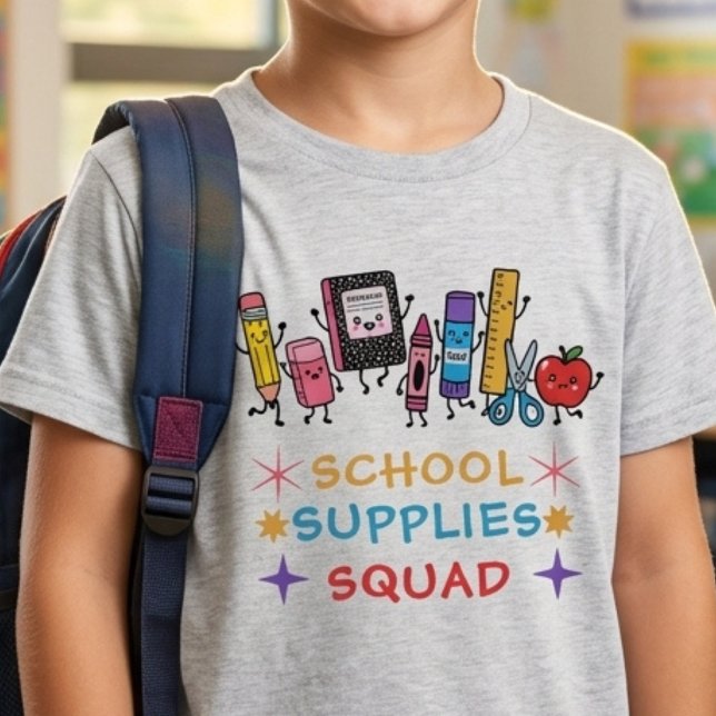 Söt skolmaterialskvad tillbaka till skolan elev t shirt (Skapare uppladdad)