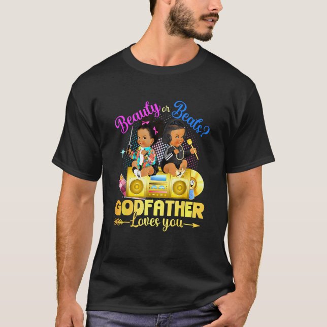 Söt skönhet eller slå gudfadern älskar dig könsåte t shirt (Framsida)
