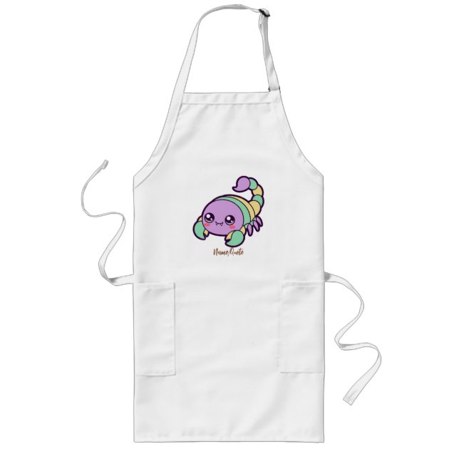Söt Skorpion Kawaii Tecknad Pastell Långt Förkläde (Framsidan)