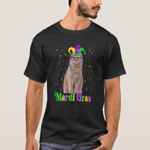 Söt skotsk fold katt djur Mardi Gras karneval T Shirt