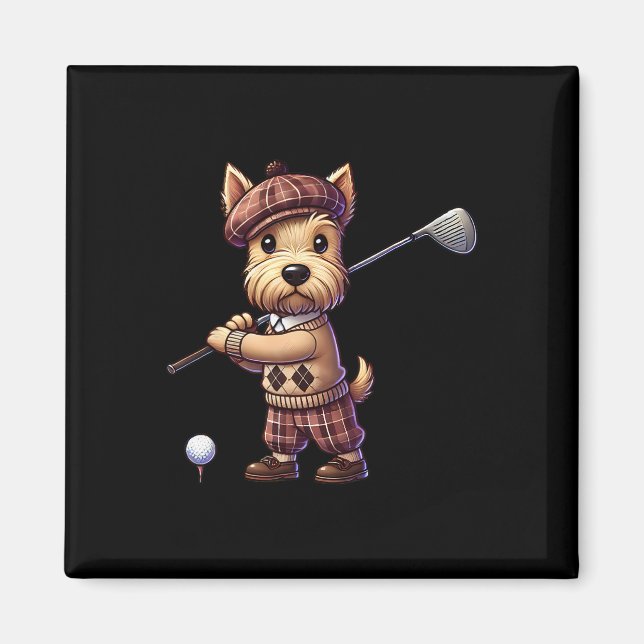 Söt skotsk terrier som spelar golf golfare golfar  magnet (Framsidan)