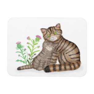 Söt skotsk vildkatt och kattunge-magnet magnet