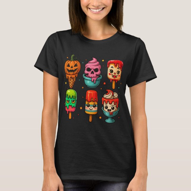 Söt skräck sommar glass Halloween glass T Shirt (Framsida)