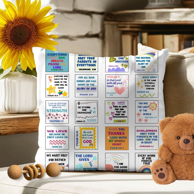 Söt skrift barn minnes bibelvers  kudde (Skapare uppladdad)