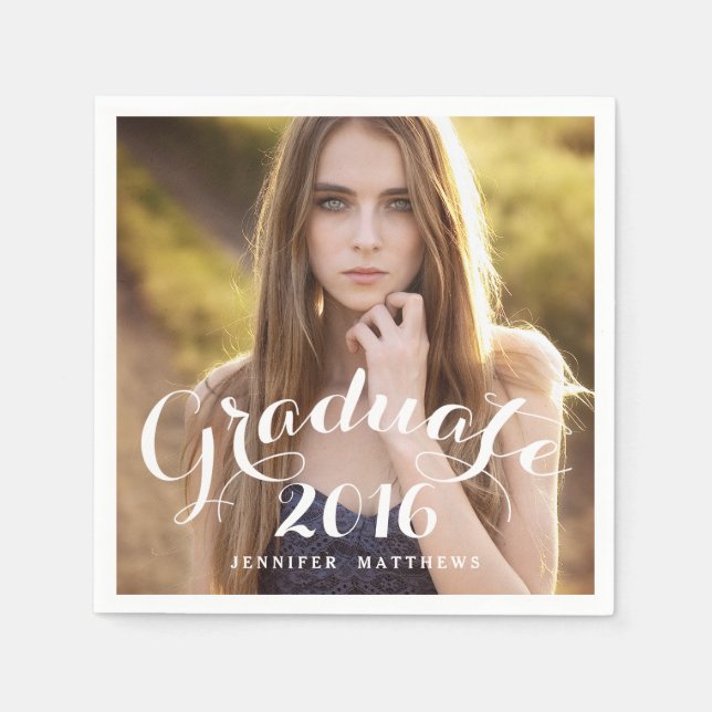 Söt skript | 2016 Studenten Photo Papper Napkins Pappersservett (Framsidan)