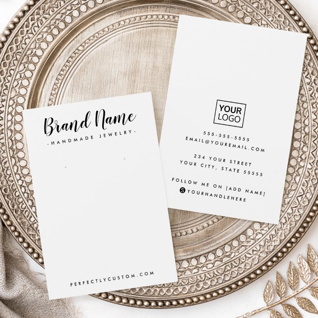 Söt skript anpassad färg logotyp örhänge displayko visitkort (Cute script custom color logo earring display card)