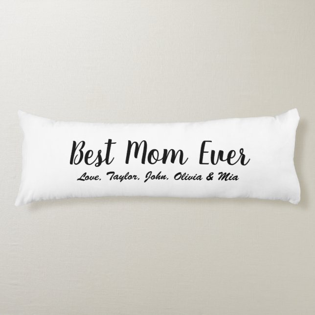 Söt skript för bästa Mamma någonsin svartvit anpas Kroppskudde (Framsidan)