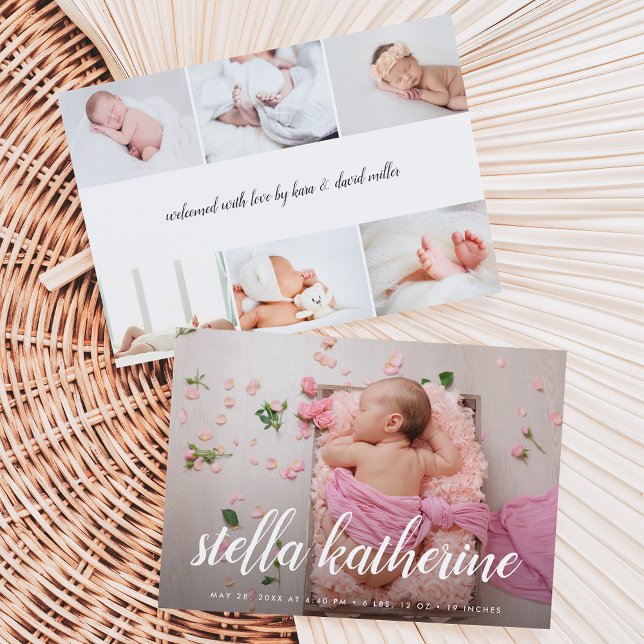 Söt skript | Fotokollage Birth Notice Meddelande (Skapare uppladdad)