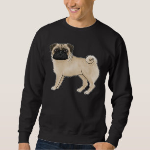 Söt skrynklig ansikte Mops Hund Hundrasdesign Lång Ärmad Tröja