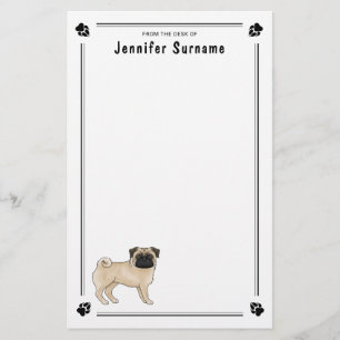 Söt skrynklig ansikte Mops Hund ras design Brevpapper