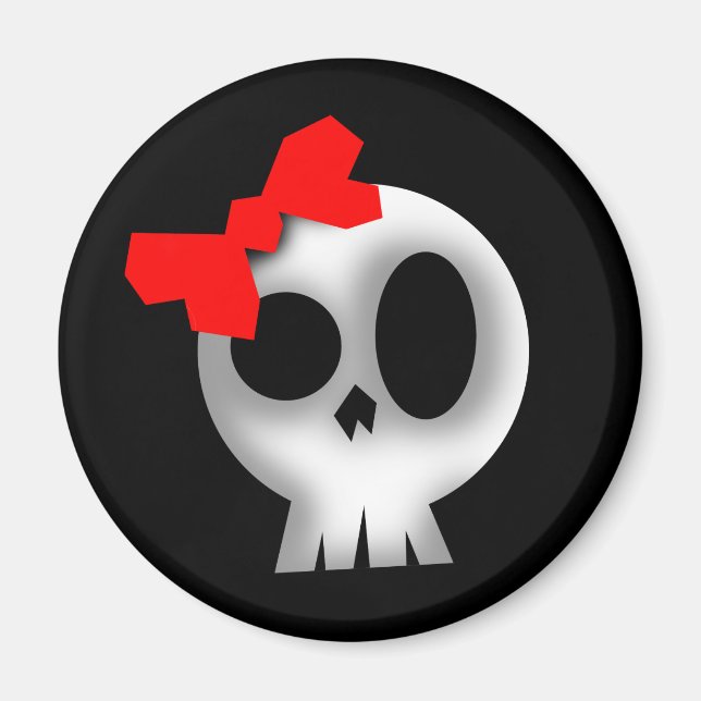 Söt Skull med rött fält Magnet (Framsidan)